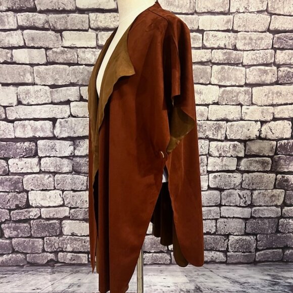 Chico's Brown Suede Like Fabric Cape One Size - Picture 4 of 9